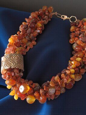 Ethereal Copper Carnelian Necklace, Multi Strand Statement